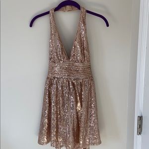 Rose Gold Sequin Skater Dress